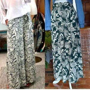 Patrons of Peace tropical florals wide leg elastic waist high rise pants size M